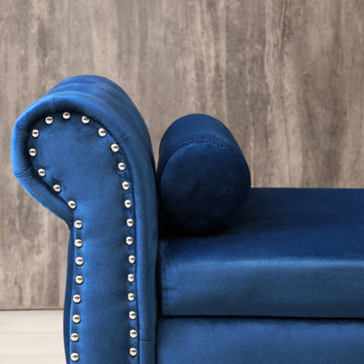 Blue Velvet Rectangular Storage - Ideal For Bedroom, Living Room, Entryway Spacious & Practical 63" Multifunctional Store Pillows, Clothes Versatile Areas