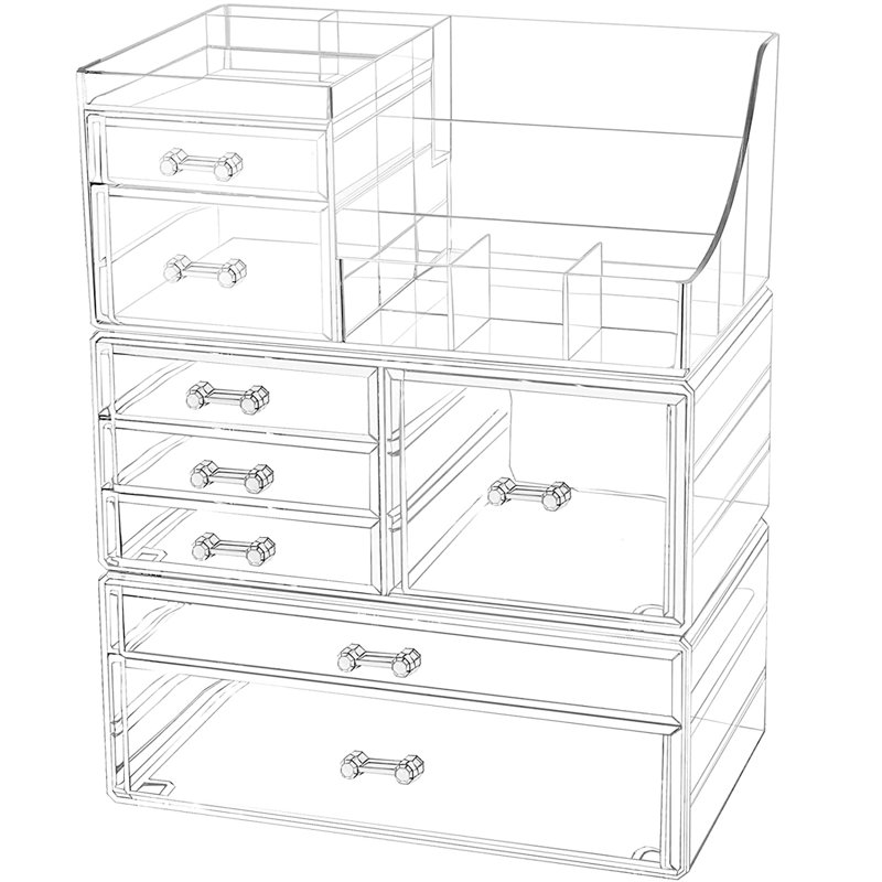 Plastic 8 Compartment Makeup Organizer