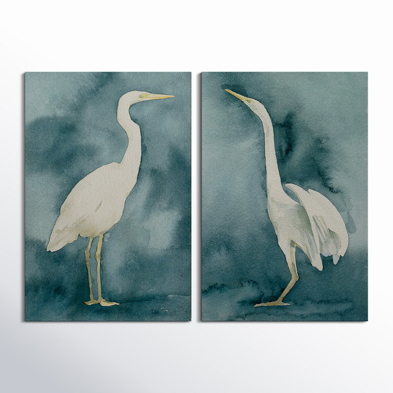 Toile tendue avec châssis simple Simple Egret III - prête à être accrochée, H 48 po x l 32 po x P 1 po