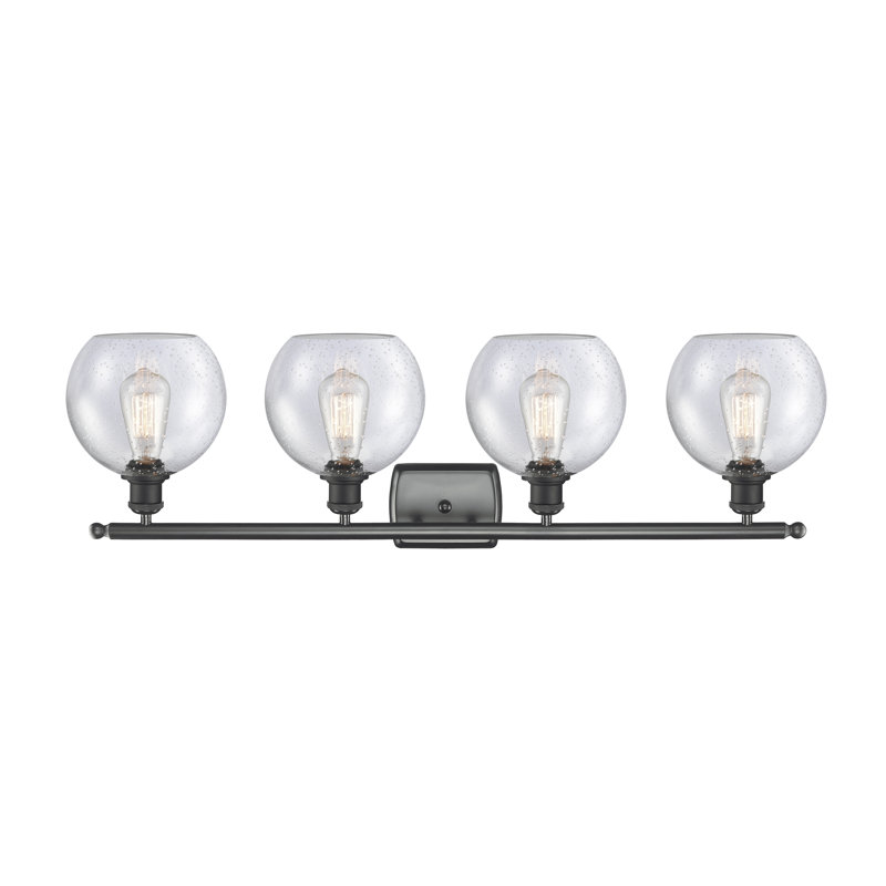 Éclairage pour salle de bain 4 lumières en laiton antique Cindi, Ampoule non incluse, Noir mat