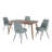 Larissa Mid-Century Modern Tapered Dining Set - Finish, Chenille Fabric, 63" Dining Table And 4 Chairs-1137623371-1137623365