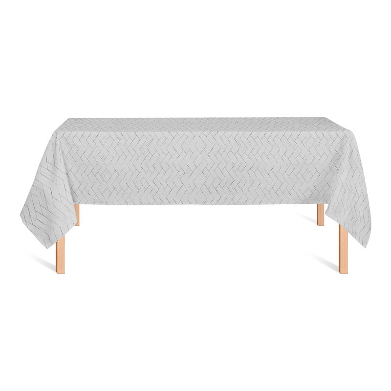 Rectangular Chevron Polyester Tablecloth, Gray