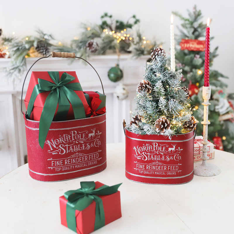 Ensemble de 2 seaux de Noël en métal