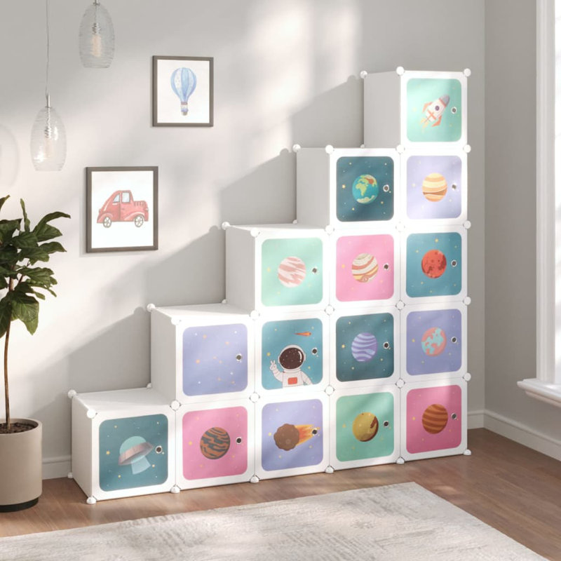 Kids Cube Storage Wardrobe, White