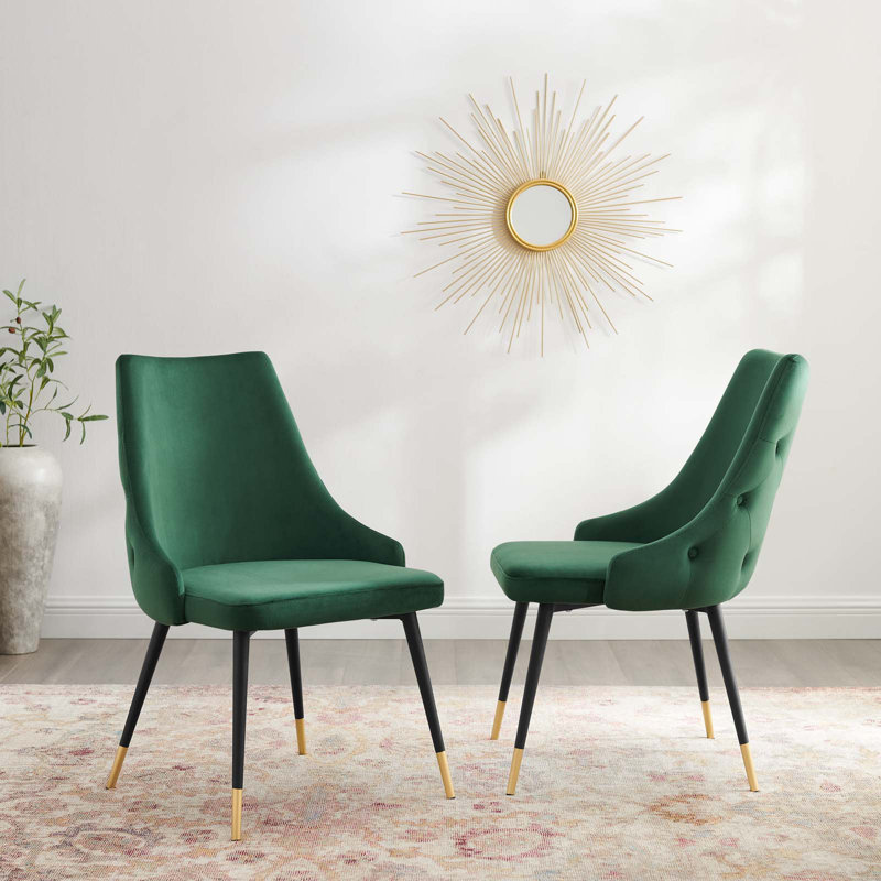 Adorn Button-Tufted Velvet Dining Chair, Green