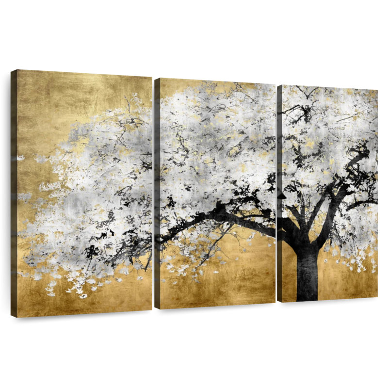 Harnek Silver Blossoms III, 28" H x 45" W
