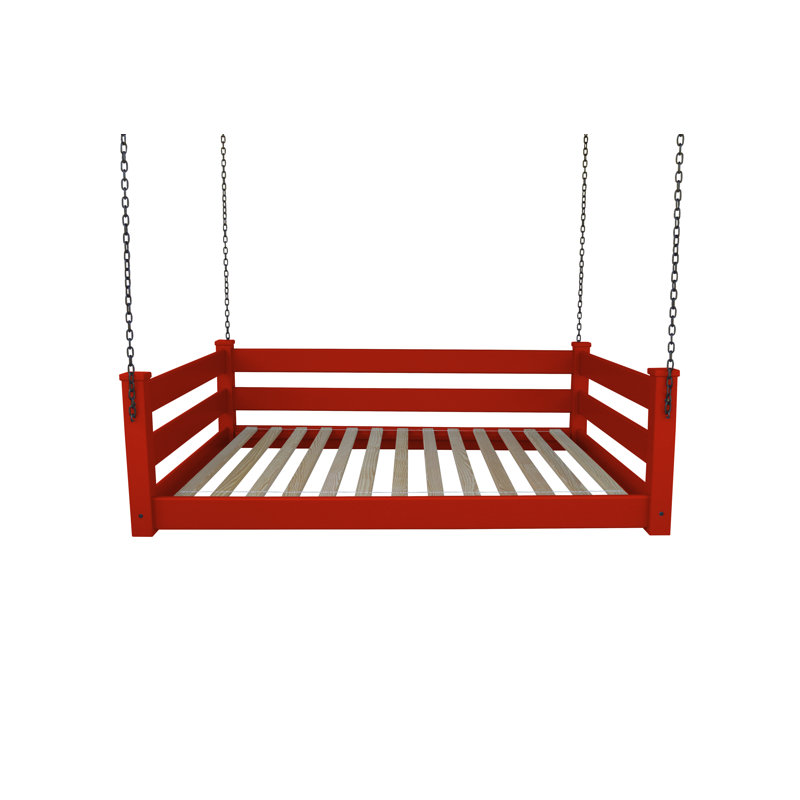 Adrow Solid Wood Hanging Daybed, Tractor Red, Full/Double