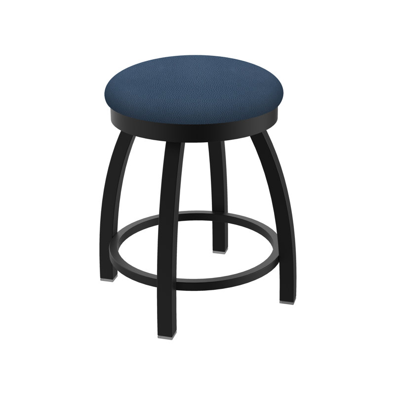 802 Misha Swivel Vanity Stool with Upholstered Seat, Vinyl-Rein Bay, Black Wrinkle