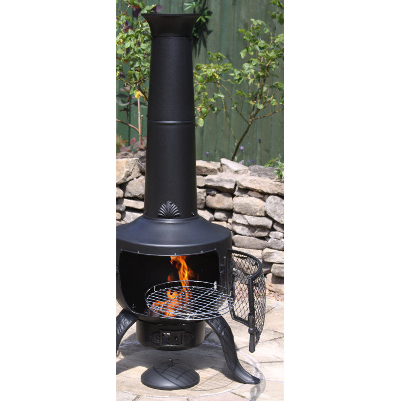 Tia Column Steel Chimnea, Black