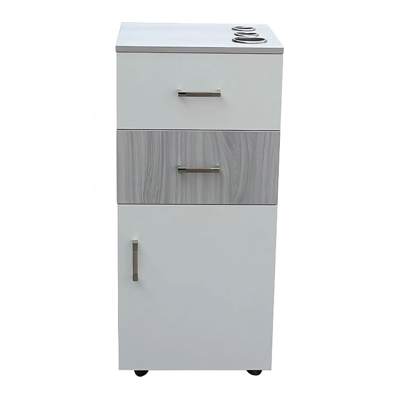 Meuble-lavabo à roulettes, Blanc / gris