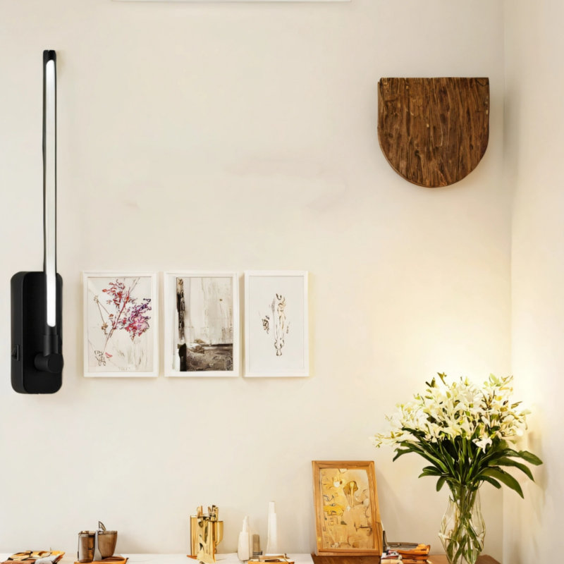 Lampe murale rechargeable avec télécommande (avec télécommande), Noir mat