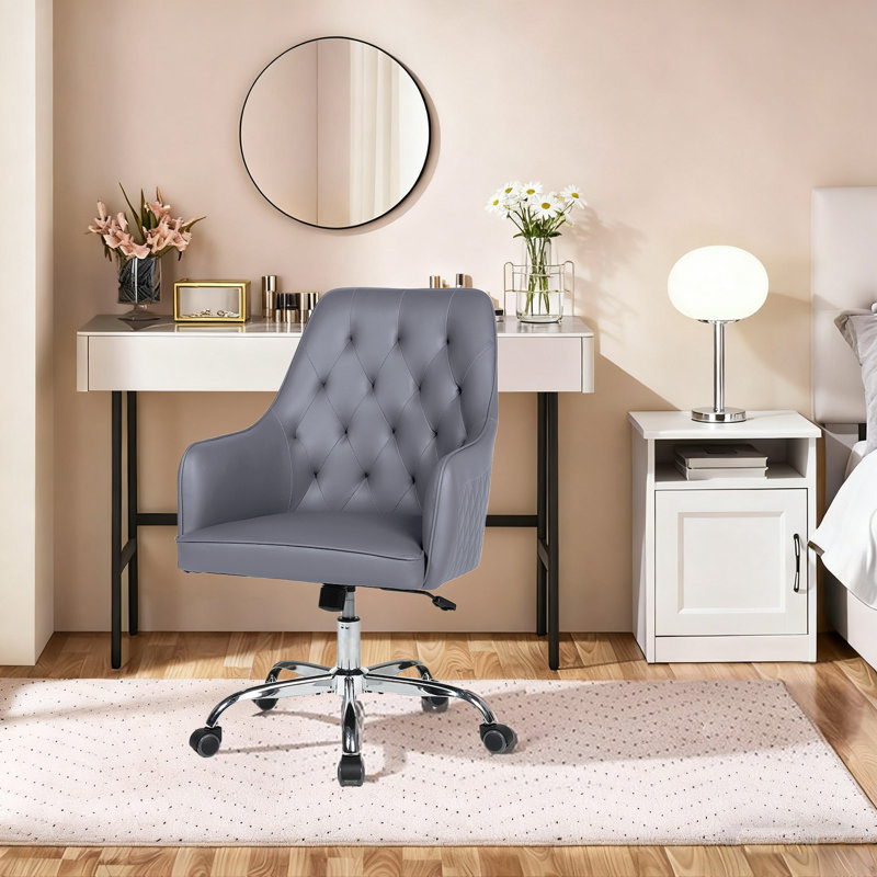 Home Office Chair Pu Leather Desk Chairs, Gray