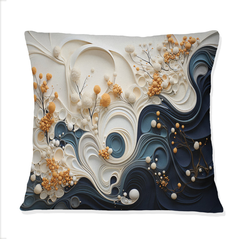 Liquid Ink Spiralscape III - Abstract Spirals Printed Throw Pillow