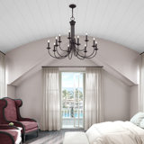 12 Light Bronze Large 2-Tier Chandelier