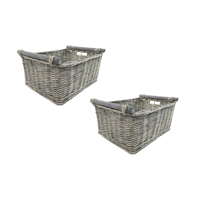 Symple Stuff Wicker Decorative Basket, 16cm H x 31cm W x 25cm D, Grey