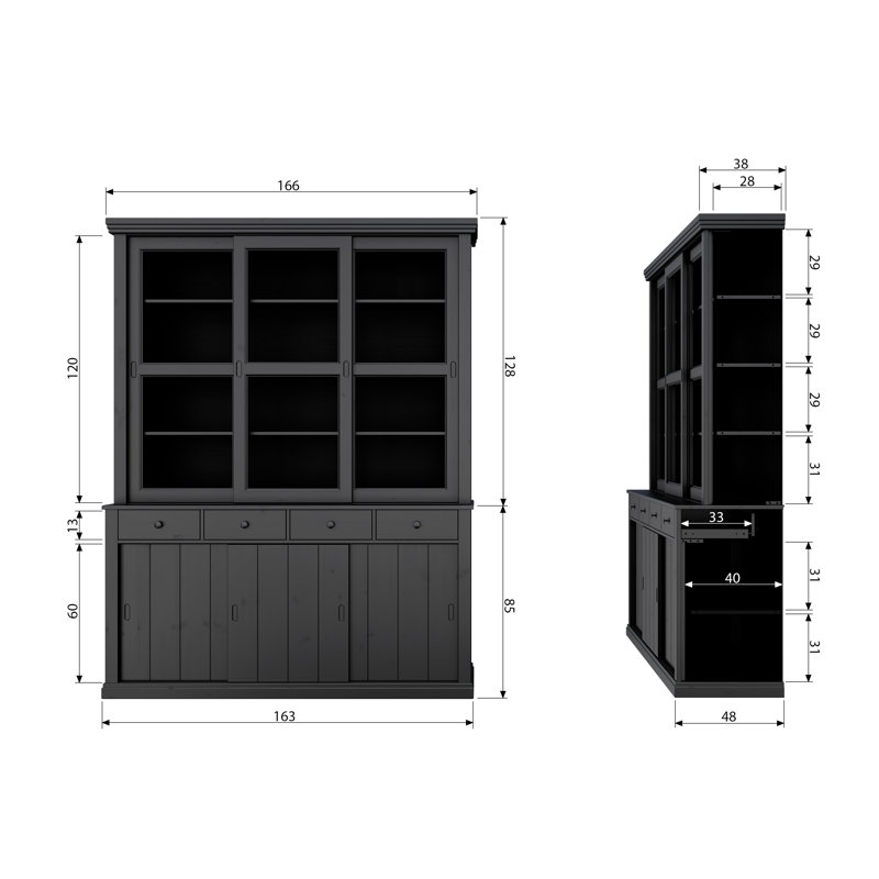 Daphne Display Cabinet, White and grey finish