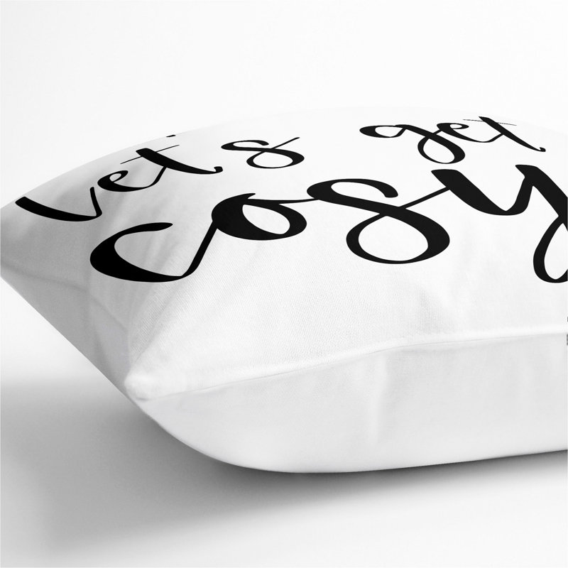 Let's Get Cosy Typography Square Throw Cushion, 55cm H x 55cm W x 20cm D, White
