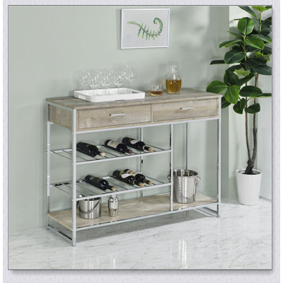 Rangement pour bar à 2 tiroirs avec support à vin