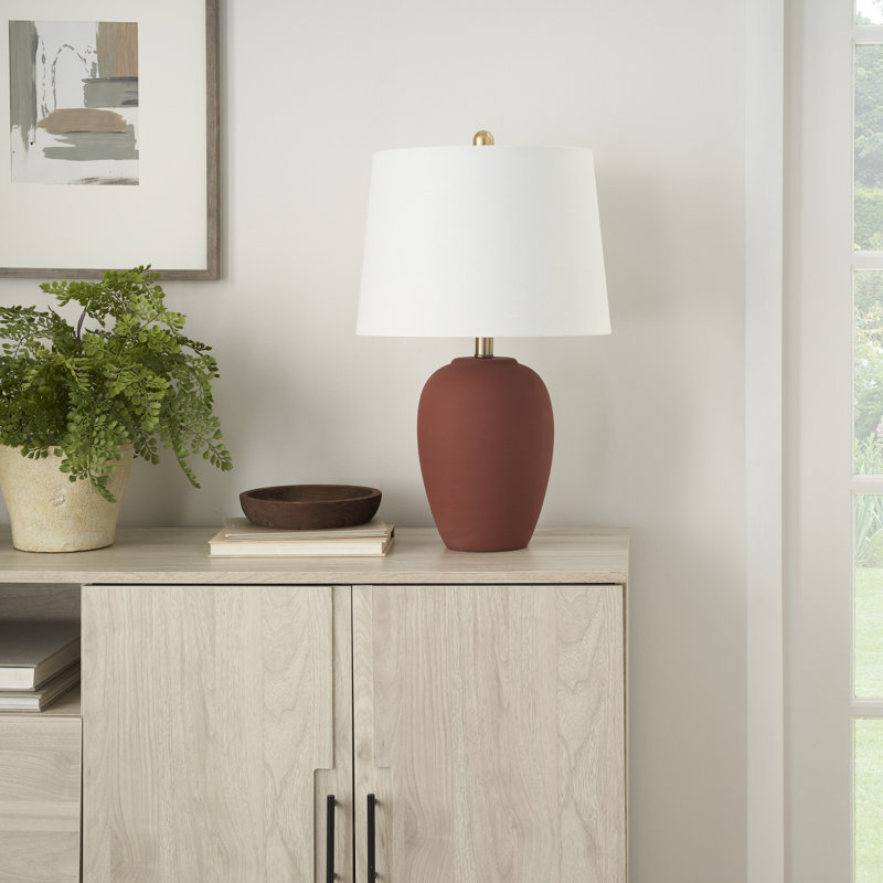 Lampe de table en céramique Brejon, Blanc, Orange