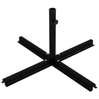 Universal Patio Umbrella Cross Base, Accommodates Small Cantilever And Large Market Umbrella, Black Stable Stand For Offset Umbrellas, Enhanced Stability Outdoor