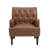 Enoks Upholstered Brown Faux Leather Tufted Armchair with Nailhead Trim