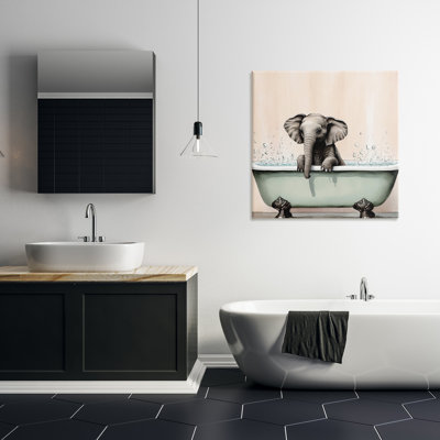 Toile de bébé éléphant à l'heure du bain, design par Sasha