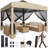 10x10 Pop Up Canopy Tent With Netting And Wheeled Storage Bag,3 Height Positions,canopy For Patio,yard,camping And Picnic,khaki-125215145