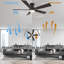 Ventilateur de plafond encastré à 5 pales 52 po avec éclairage Alceu-134496563-188163365