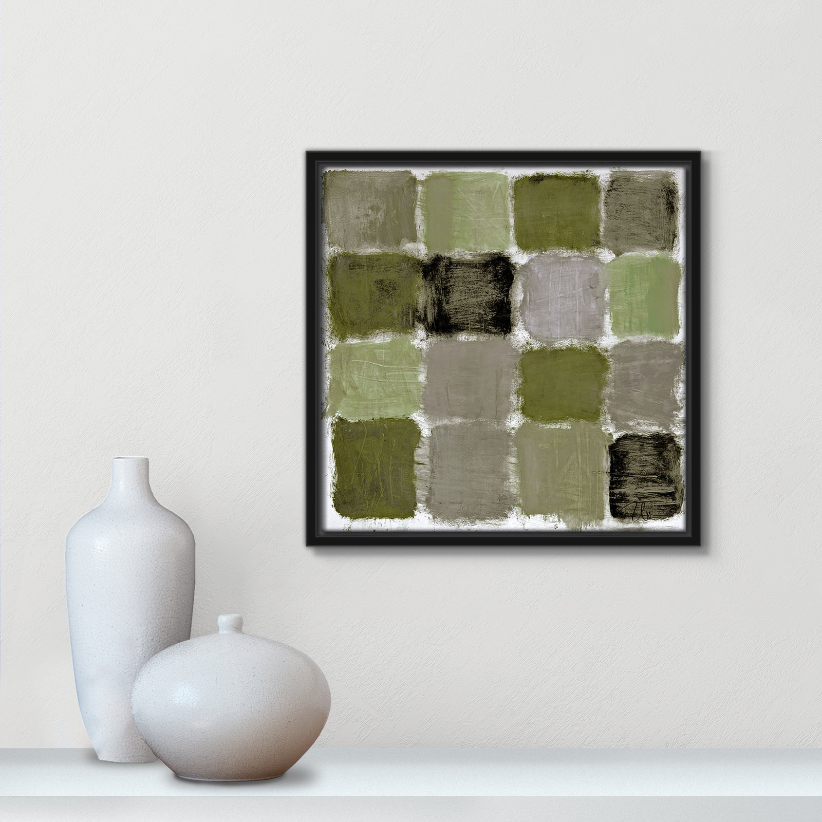 Coppola "Powder Room Green Reflections" Print, Black, 13.5" H x 13.5" W