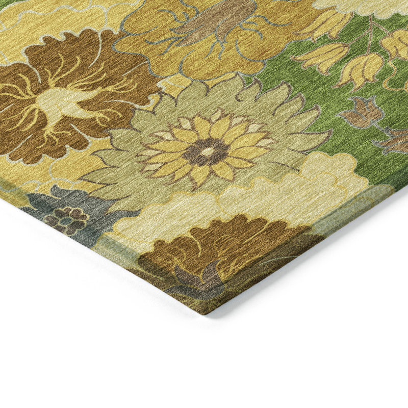 Machine Washable Indoor/Outdoor Emelia ACN2294 Floral Rug, Rectangle 5' x 7'6"