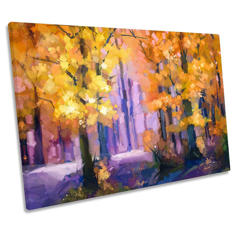 Orange Abstract Forest Floral - Wrapped Canvas Print, 30.5cm H x 45.7cm W x 2cm D