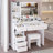 41" Large Size Left Drawer Desktop Vanity Table With Cushioned Stool Dresser Set, 2 AC Outlets And 2 USB Ports Power Station, Hair Dryer Stand, Extra-Large Touch-Control Led Mirror, 3-Color Switching-181521989
