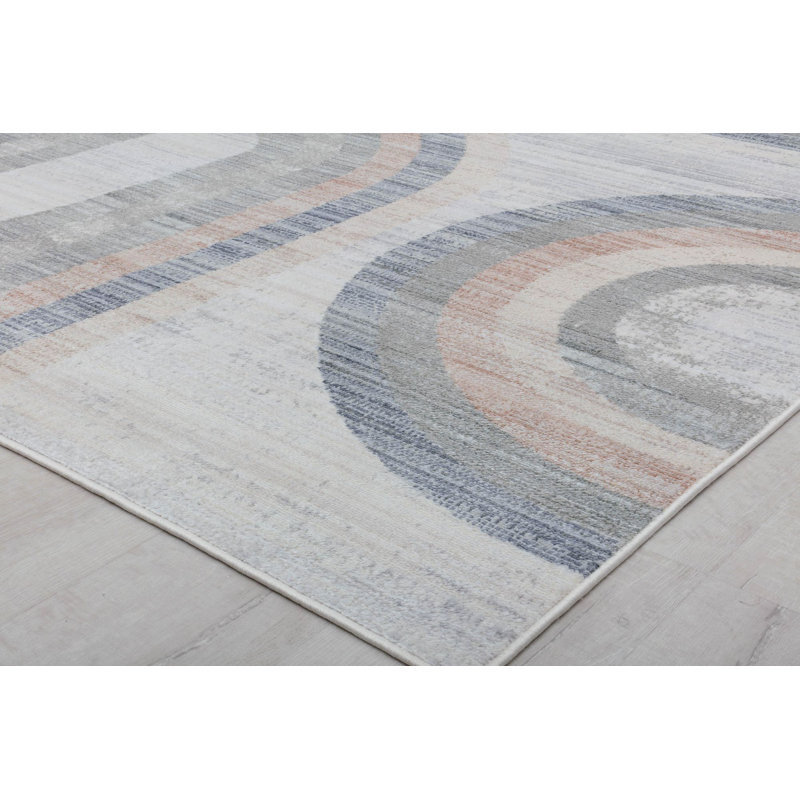 Tapis rétro en étain clair Juliette, Rectangle 2 pi 6 po x 4 pi