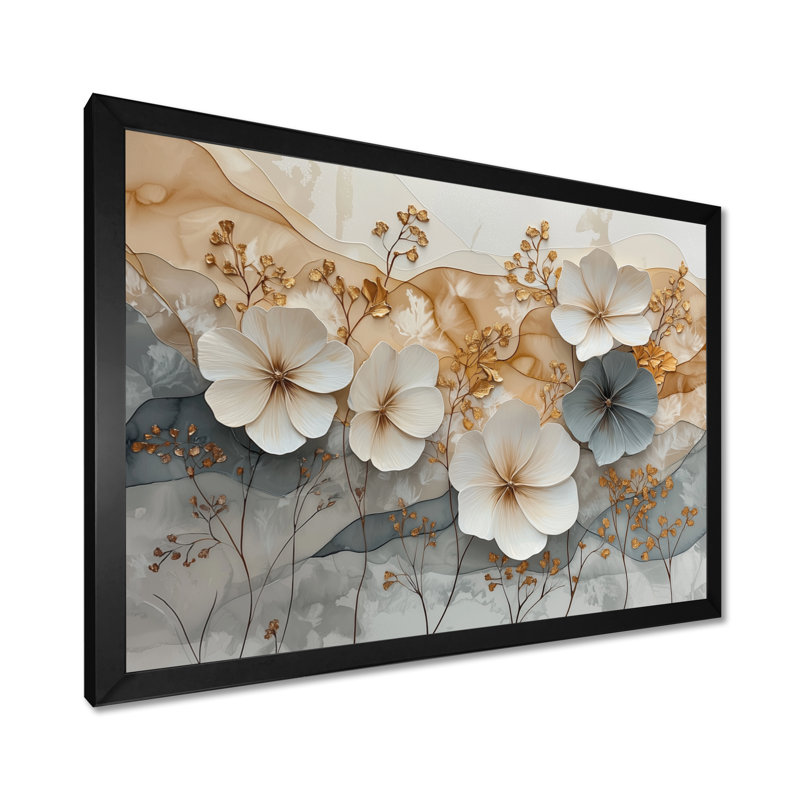 Berenice - Art mural floral, Reproduction encadrée d'une seule photo, H 30 po x l 40 po, Noir, noir, noir, noir