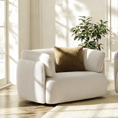 50''W Upholstered Swivel Arm Chair with Pillows