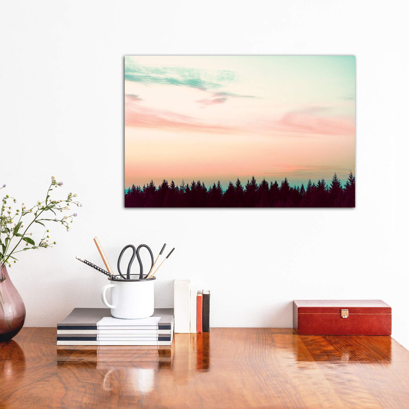 Sunset Over The Pines by Nature Magick - Wrapped Canvas Print, 30.48 cm H x 45.72 cm W