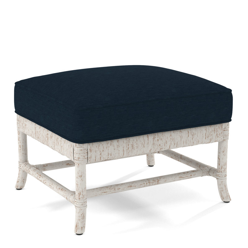 Repose-pieds rectangulaire Lafayette, Blanc antique givré, Tissu vert performance 0851-54