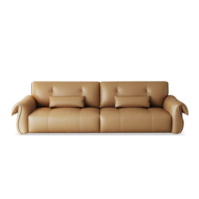 Yellow Genuine Leather Modular Sofa cushion couch