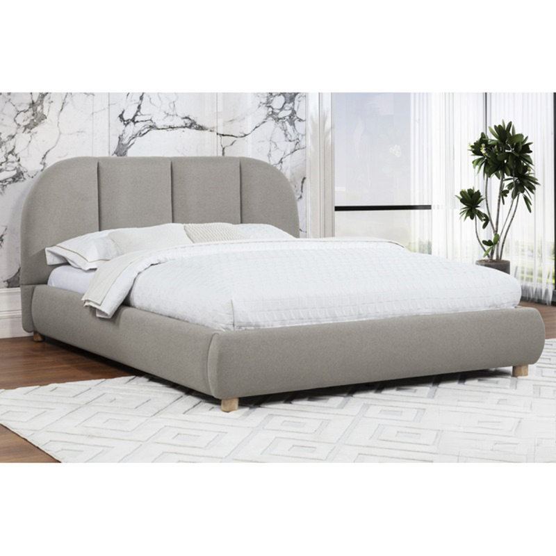 Structure de lit plateforme moderne / contemporaine tapissier 1pc, Havane clair