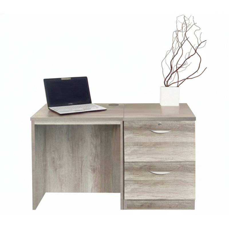Walshaw Solid Wood Base Computer Desk, Grey Nebraska