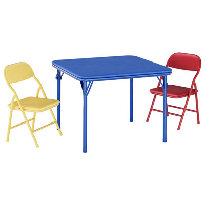 3 Piece Set Folding Table and Chairs Set, Boys and Girls Activity Table and Chairs Set for Dining Room,Daycare,Classrooms