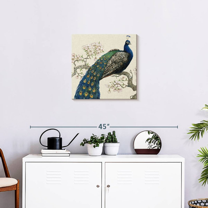 Brampt paon et fleurs I, H 20 po x l 20 po