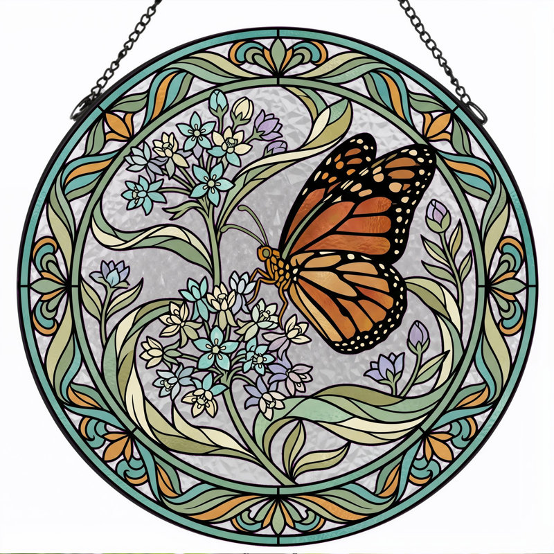 Vitrail de vitrail papillon Butterfly, 7,8 heures, 7.8"H