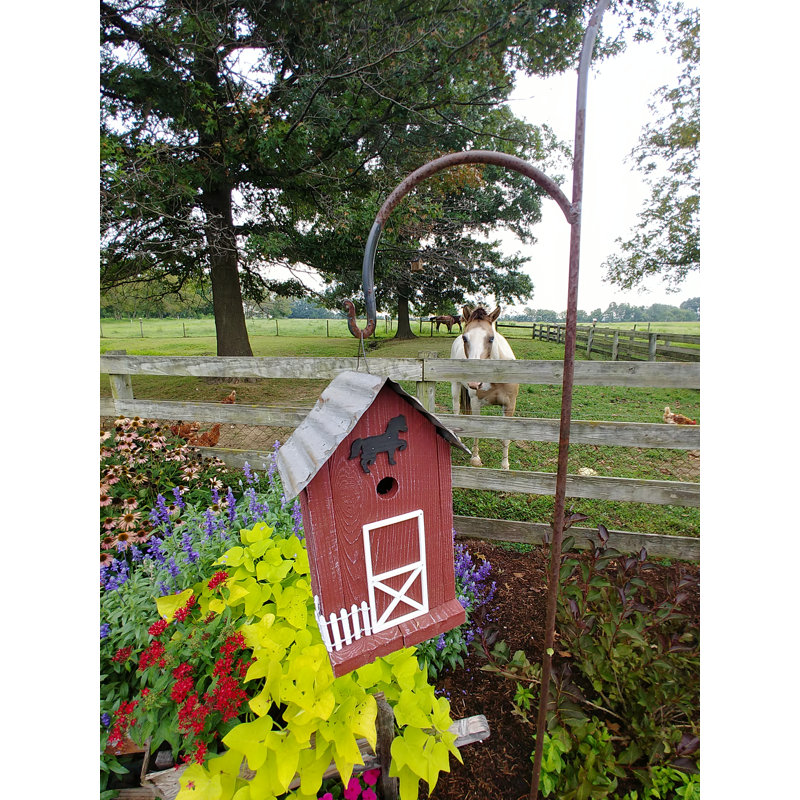 Red Reclaimed Wood Summitville Stable Birdhouse with Metal Roof
