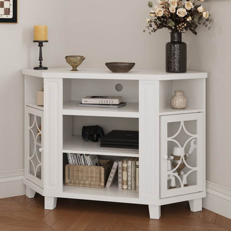 Behr Corner TV Stands For Tvs Up To 55'', Media Console Table With Adjustable Shelves