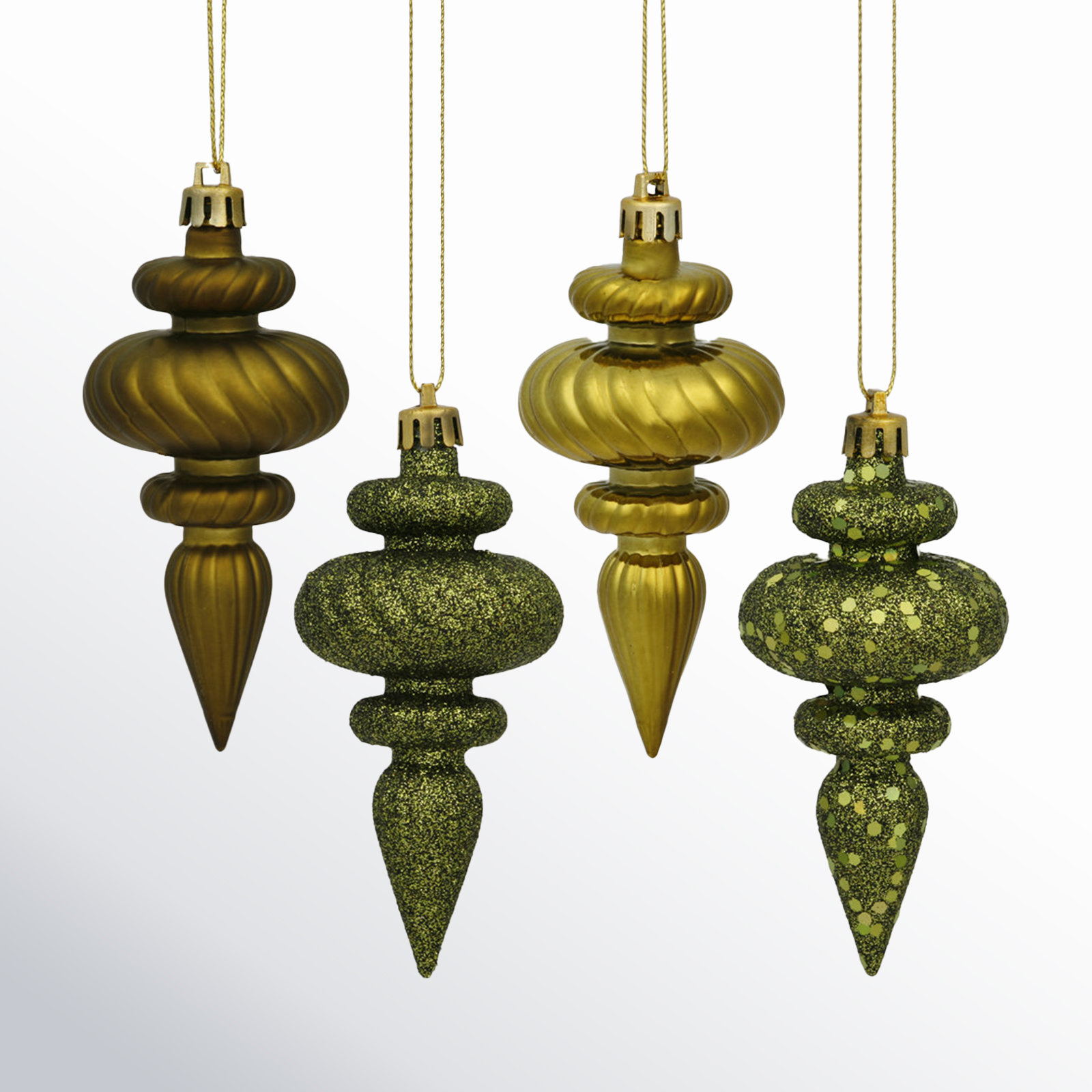 4" Shatterproof Finial Ornament, Olive