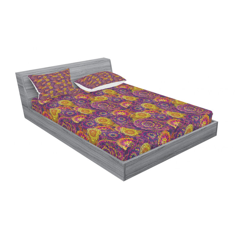 Microfiber Paisley Sheet Set, Full/Double Sheet Set with Fitted Sheet, Paisley