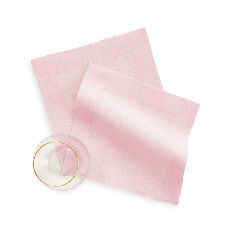 Dru - Cotton Linen Plain Cocktail Napkins, Soft Pink