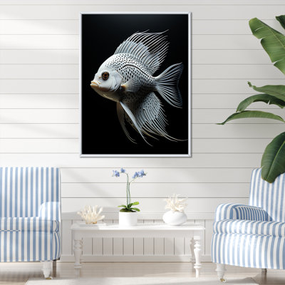 Océanic minimaliste noir et blanc papillon poisson I - art mural poisson papillon