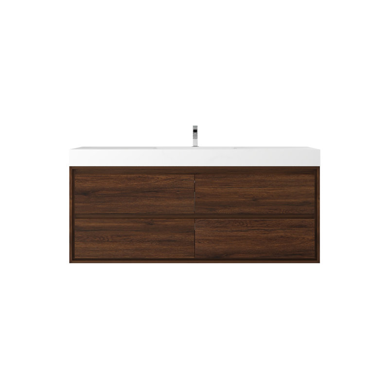 60'' Single Bathroom Vanity with Acrylic Top, Rosewood